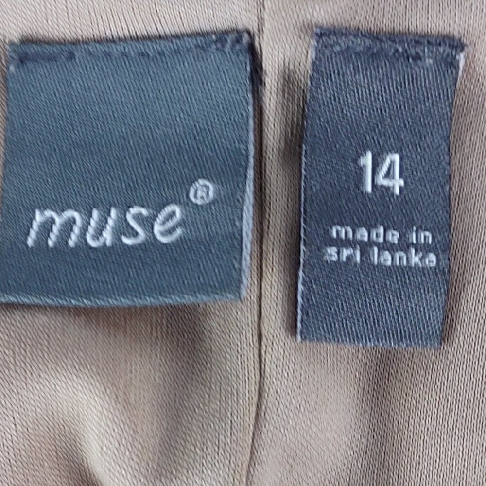 Muse Women's, Coral, Nude, Black, Drape Neck Sleeveless Midi Dress Size 14 - Picture 9 of 10